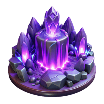beautiful abstract A cascading waterfall of amethyst purple magical energy, forming intricate fractal patterns, under a bioluminescent glow, in an abstract art style genuine png