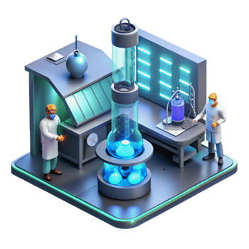 vibrant vintage A futuristic laboratory filled with advanced technology, scientists working in the background, bright and sterile lighting original png