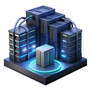wonderful modern A futuristic server room with glowing cables and data streams, data center environment, dark, moody lighting authentic png