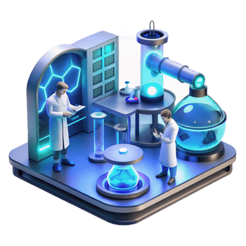 extraordinary rustic A futuristic laboratory with glowing equipment and holographic displays, scientists working in the background, cool blue lighting, sci-fi style 4K png