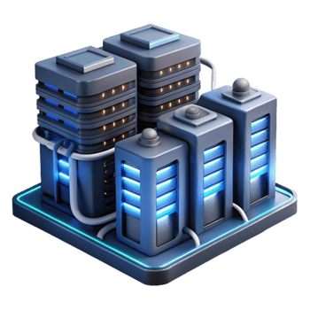 magnificent rustic A futuristic data center with rows of servers and glowing cables, technical illustration style, dark and moody lighting genuine png