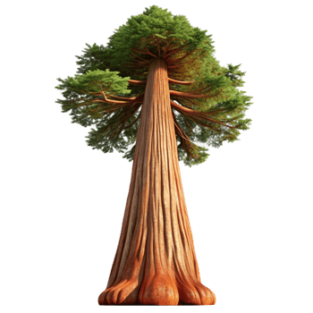 magnificent creative A giant sequoia tree reaching towards the sky, low angle shot, majestic, awe-inspiring style exclusive png
