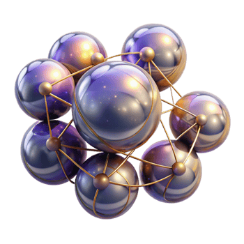 stunning classic A cluster of glowing orbs, connected by shimmering threads, in a cosmic, ethereal style 4K png