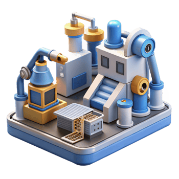 stunning creative A futuristic factory with automated robots working on assembly lines, industrial design style detailed png