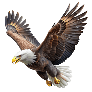 extraordinary abstract A majestic bald eagle soaring through the sky, detailed feathers, bright sunlight, wildlife photography style high resolution png