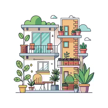 Compact Apartment with Balcony Garden vector
