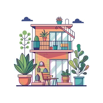 Balcony Garden Compact Apartment Design vector