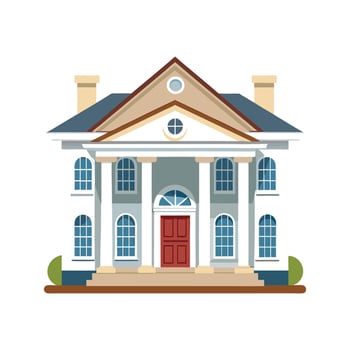 White Colonial House with Elegant Pillars vector
