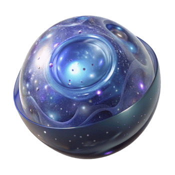 impressive vintage A transparent, crystalline structure containing a miniature galaxy, swirling with cosmic dust and stars, lit by internal luminescence original png