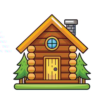 Elegant Nordic Log House with Grass Roof vector