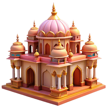 dramatic minimalist Indian palace, ornate architecture, vibrant colors, intricate details, midday sun lighting original png
