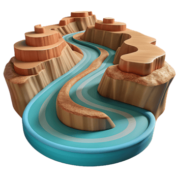 vibrant modern A winding river carving through a canyon, aerial view, dramatic lighting, vast, landscape photography, 4K png