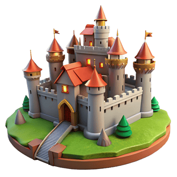 beautiful classic A medieval castle on a hilltop, fortified walls, dramatic lighting, epic scale premium png