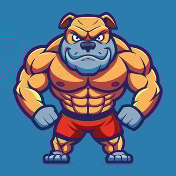 Muscular Bulldog with Ripped Physique Illustrated on a Solid Background vector