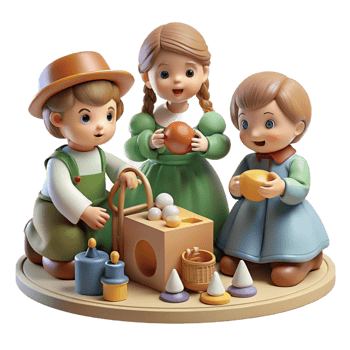 vibrant abstract A group of Victorian children playing with toys in a nursery, soft, warm lighting, Victorian illustration style high resolution png