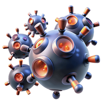 extraordinary contemporary A microscopic view of nanobots repairing damaged cells, illuminated by focused microscope lighting, in a scientific visualization style authentic png