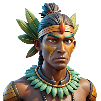 stunning rustic Portrait of a tribal warrior with vibrant body paint and feathered headdress, lit by dappled sunlight filtering through a forest canopy, in a realistic style authentic png