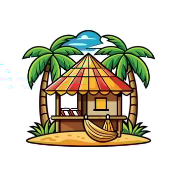 Tropical Bamboo Hut on the Beach vector