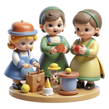 stunning creative A group of Victorian children playing with toys in a nursery, soft, warm lighting, Victorian illustration style 4K png