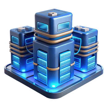 serene classic A futuristic data center with rows of servers and glowing cables, complex network infrastructure, cool blue lighting, technical illustration style genuine png