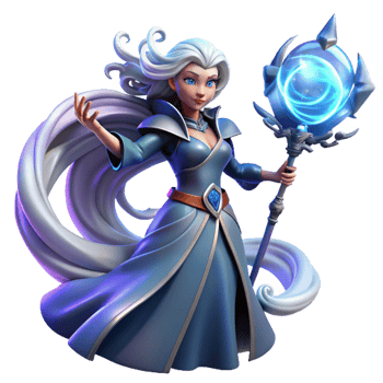 vibrant abstract A powerful sorceress with flowing silver hair and a jeweled staff, summoning a swirling vortex of energy. Art Deco style high quality png