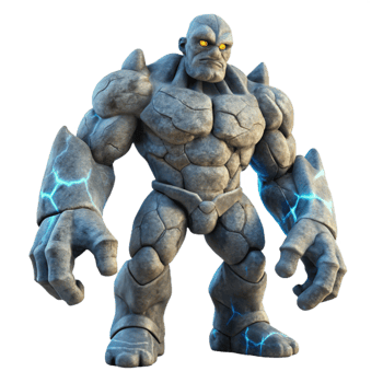 extraordinary vintage A towering golem made of polished granite, emanating an aura of ancient power, under a starry night sky. Concept art style high resolution png
