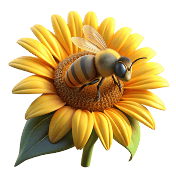 extraordinary artistic A close-up of a bee collecting pollen from a sunflower, golden hour lighting, macro photography high resolution png