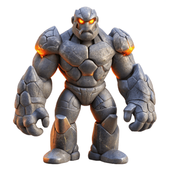 serene modern A towering golem made of polished granite, emanating an aura of ancient power, under a starry night sky. Concept art style high quality png