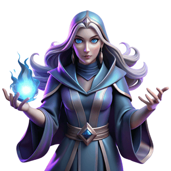 impressive rustic Portrait of a powerful sorceress with glowing hands, flowing robes, and an intense gaze, lit by magical energy, in a fantasy art style exclusive png