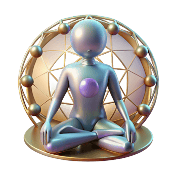 elegant rustic A human figure meditating within a mandala of light and geometric patterns, in a spiritual art style, 4K png