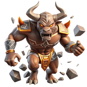 magnificent abstract A powerful minotaur, adorned with intricate tribal tattoos, charging through a labyrinth of shattered mirrors, lit by flickering torchlight. Comic book style genuine png
