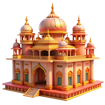 beautiful abstract Indian palace, ornate architecture, vibrant colors, intricate details, midday sun lighting high quality png