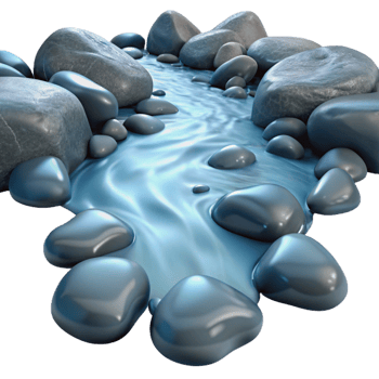 stunning rustic A babbling brook flowing over smooth stones, long exposure, crystal clear water, natural light, professional png