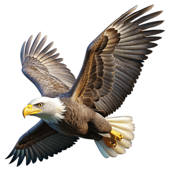 stunning abstract A majestic bald eagle soaring through the sky, detailed feathers, bright sunlight, wildlife photography style 4K png