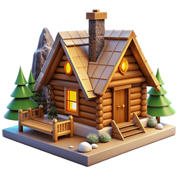 impressive vintage Log cabin, rustic design, wood interior, fireplace, warm lighting, mountain setting professional png