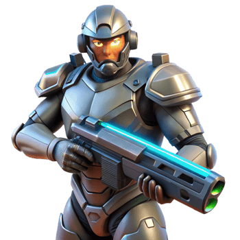 impressive contemporary A futuristic soldier in power armor, holding a plasma rifle, heroic pose, cinematic lighting, concept art style authentic png