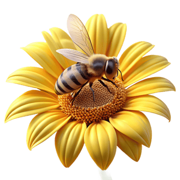 elegant traditional Close-up of a bee collecting pollen from a sunflower, golden light, detailed, macro photography, premium png