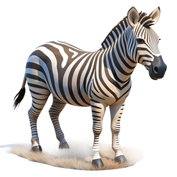 extraordinary traditional A striped zebra grazing in the African savanna, lit by bright midday sun, in a photographic style high quality png