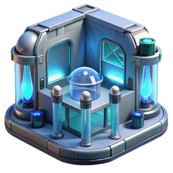 elegant minimalist A futuristic prison cell with energy barriers and holographic surveillance, cold and sterile, dystopian style authentic png