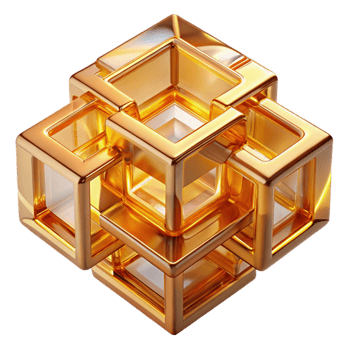 dramatic abstract Interlocking, translucent crystalline structures with internal refractions, illuminated by a warm, golden light, art deco style high quality png
