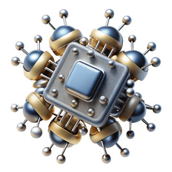 dramatic classic A swarm of nanobots assembling a complex microchip, intricate detail and metallic textures, bright studio lighting, photorealistic style premium png