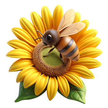 magnificent classic Close-up of a bee collecting pollen from a sunflower, golden light, detailed, macro photography, 4K png