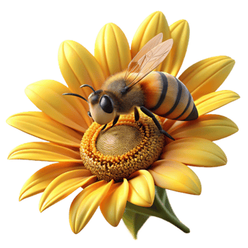 impressive abstract Close-up of a bee collecting pollen from a sunflower, golden light, detailed, macro photography, 4K png