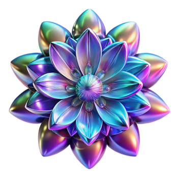 beautiful vintage A kaleidoscopic explosion of iridescent fractals morphing into sentient flora and fauna, illuminated by bioluminescent neon light, Art Nouveau style high resolution png