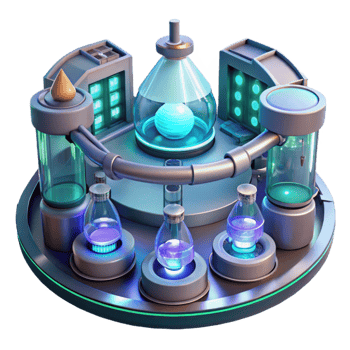 dramatic artistic A futuristic laboratory filled with glowing equipment and holographic displays, sleek and modern design, science fiction style genuine png