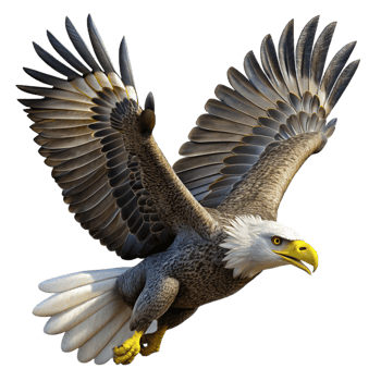 serene vintage A majestic bald eagle soaring through the sky, detailed feathers, bright sunlight, wildlife photography style professional png