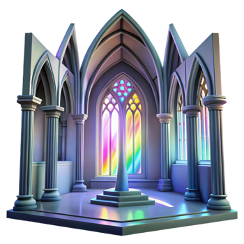 beautiful abstract Gothic cathedral interior, stained glass casting colorful light rays, intricate stone carvings, ethereal atmosphere, ray tracing premium png