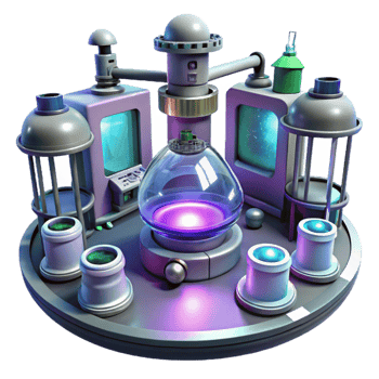 dramatic creative A futuristic laboratory filled with strange equipment, glowing lights, scientific, futuristic style high resolution png