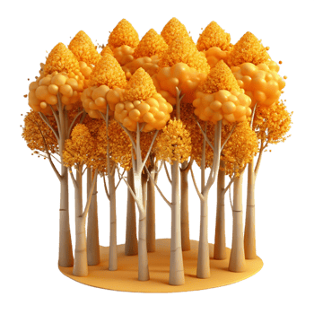 beautiful creative A grove of aspen trees with golden leaves in autumn, warm tones, serene, landscape photography, exclusive png