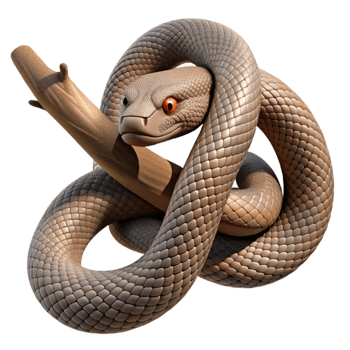 beautiful contemporary A slithering snake coiled around a tree branch, close-up, textured scales, realistic style exclusive png